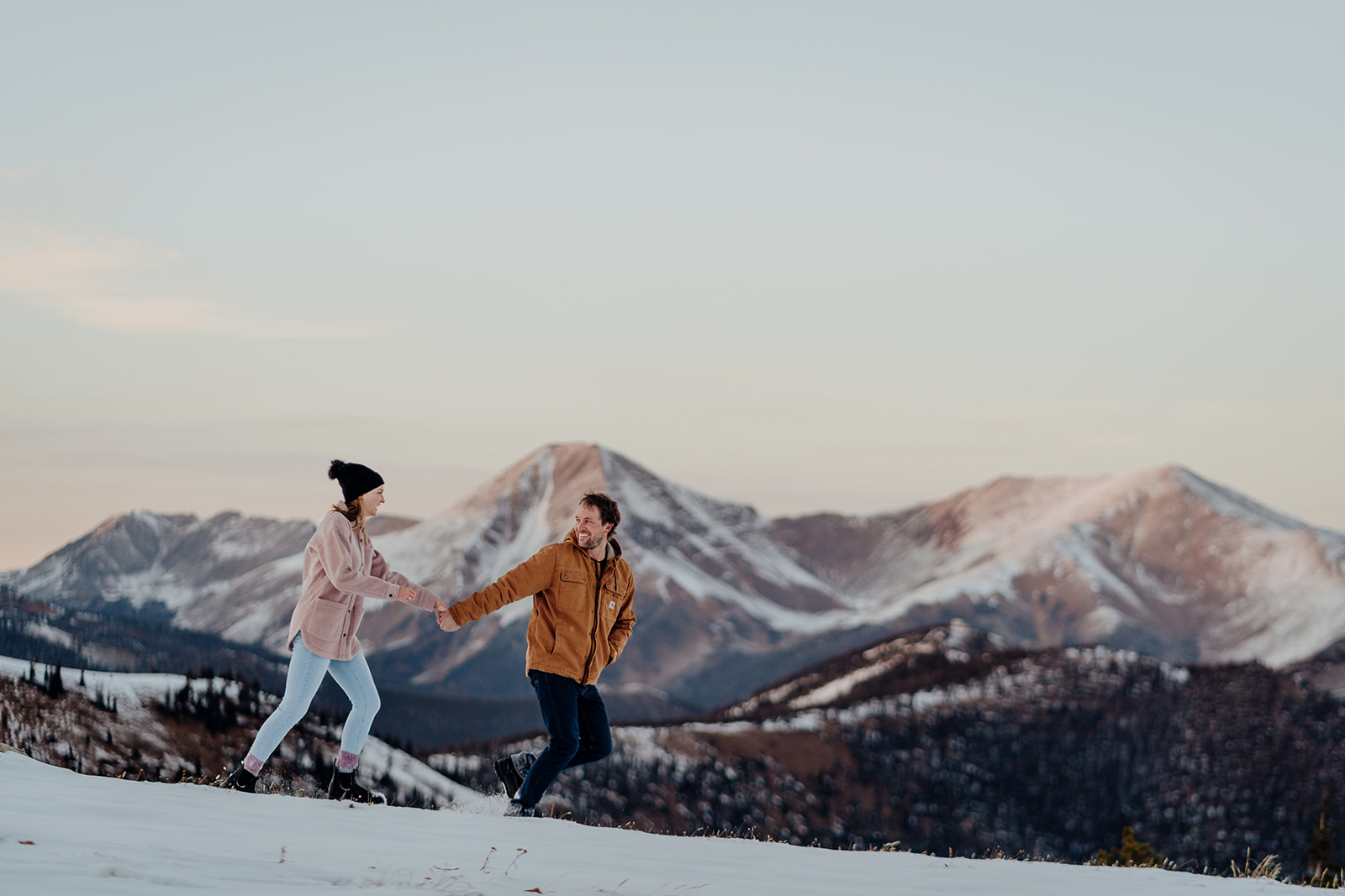 Snowy Monarch Mountain Engagement